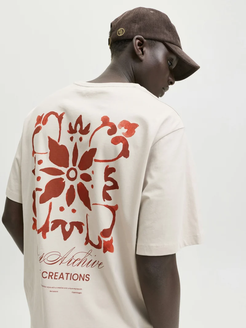 JJART PRINT TEE SS CREW NECK, Moonbeam