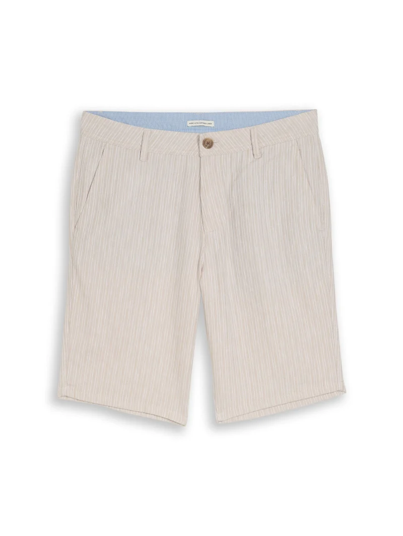 regular cotton linen chino sho, cashew beige stripe