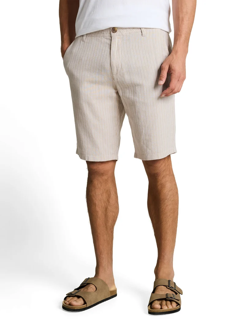 regular cotton linen chino sho, cashew beige stripe