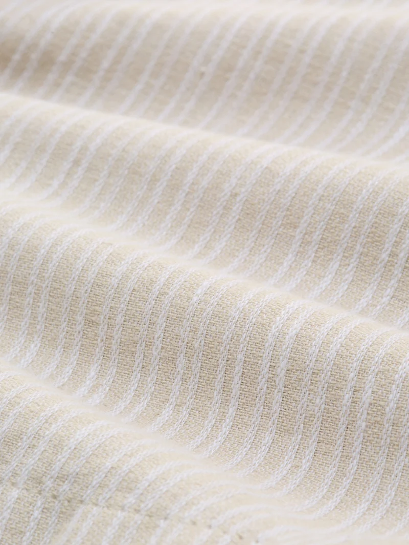 regular cotton linen chino sho, cashew beige stripe