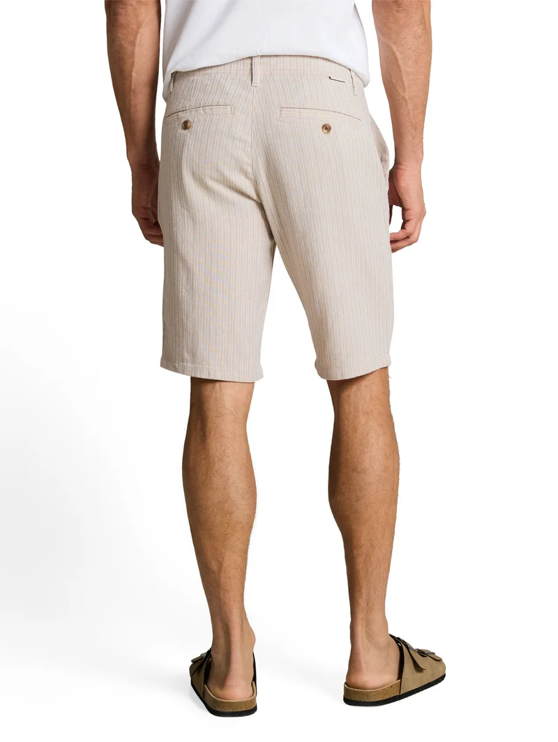 regular cotton linen chino sho, cashew beige stripe