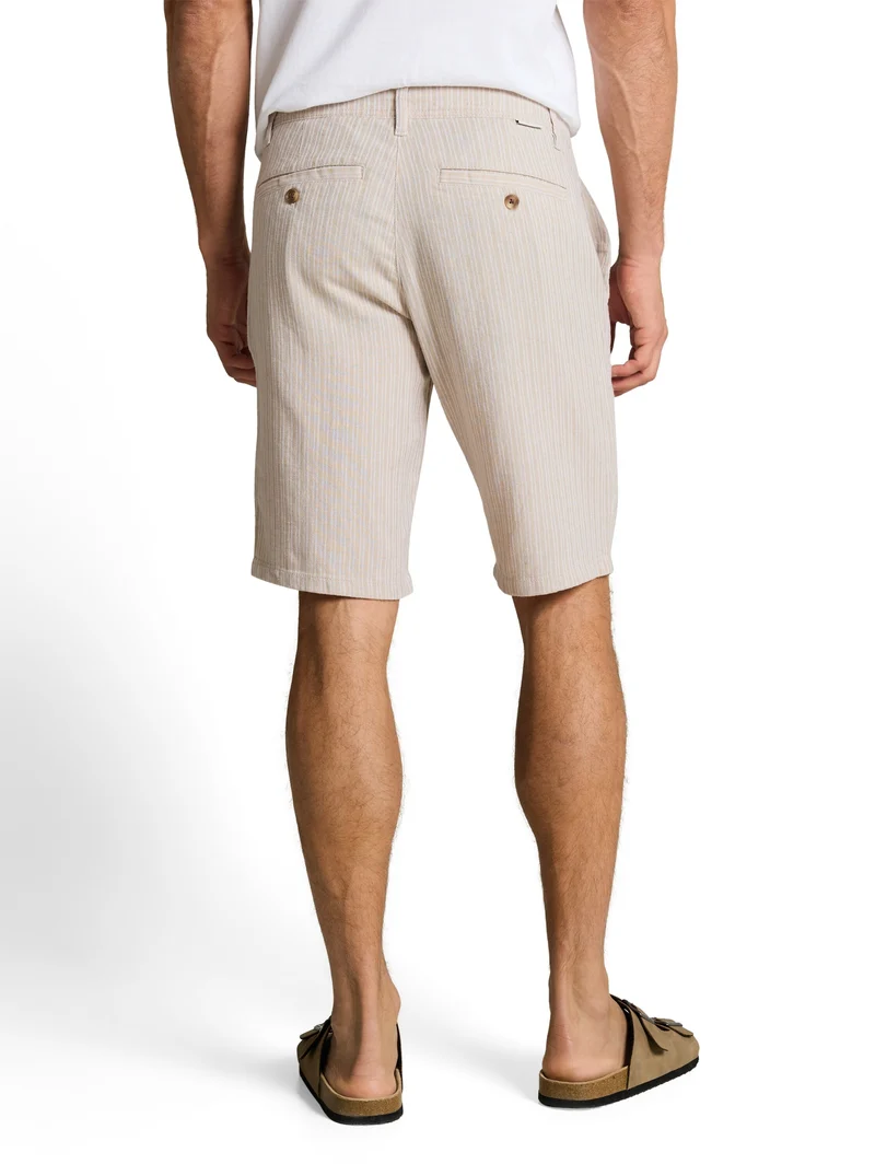regular cotton linen chino sho, cashew beige stripe