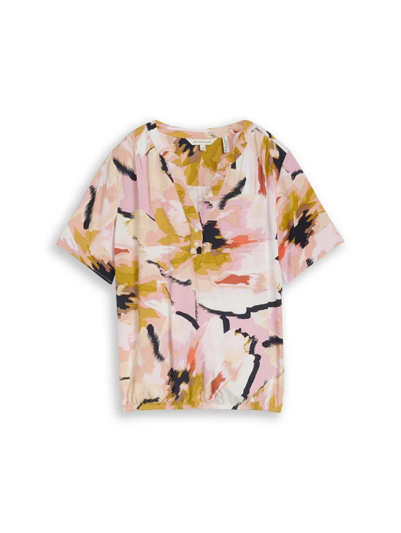 blouse printed shortsleeves, big abstract flower print