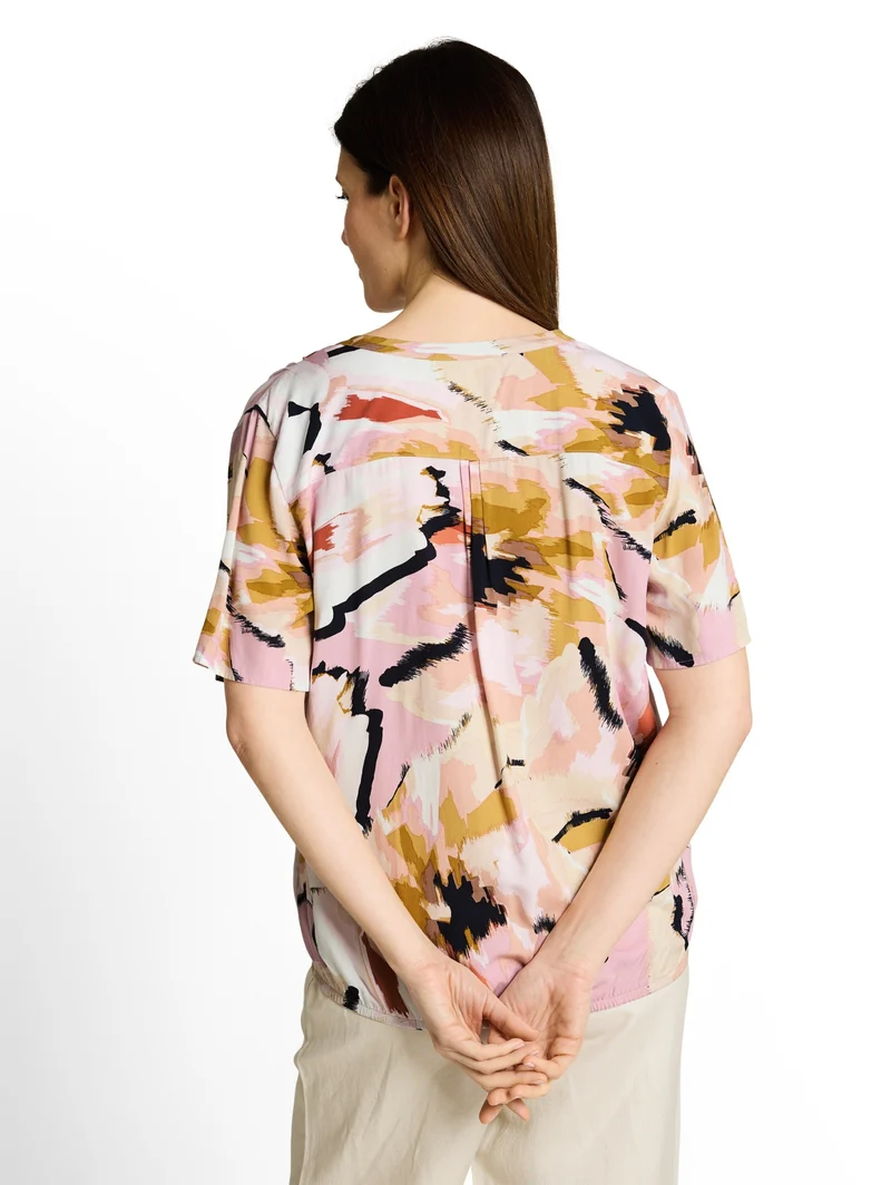 blouse printed shortsleeves, big abstract flower print