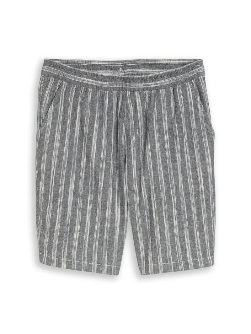 structured linen optic beach s, black greyish stripe