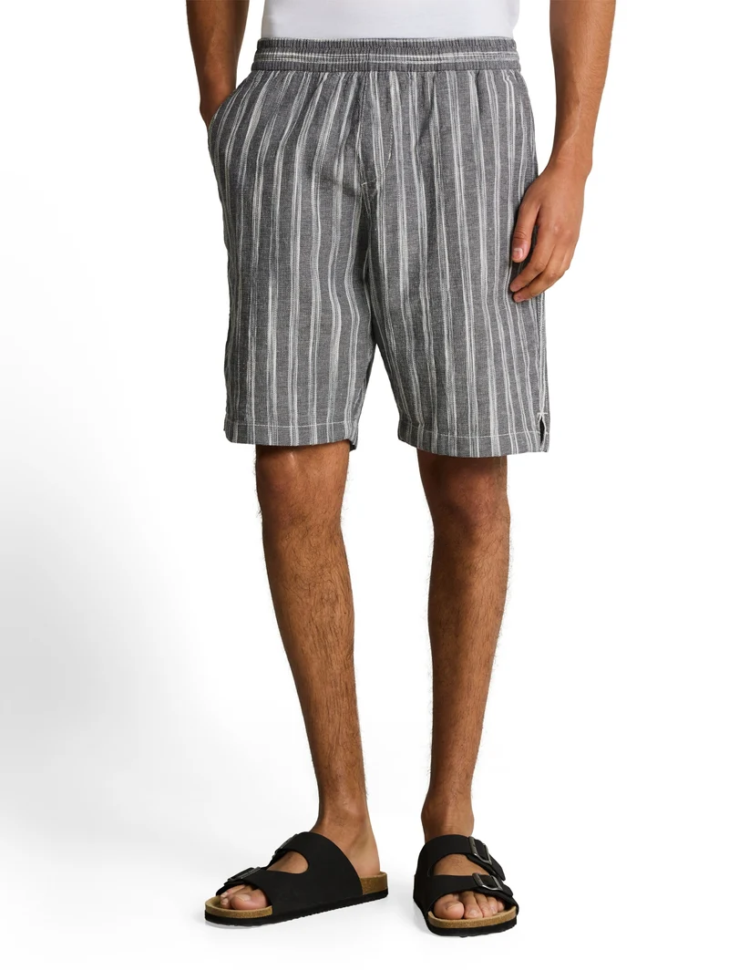 structured linen optic beach s, black greyish stripe