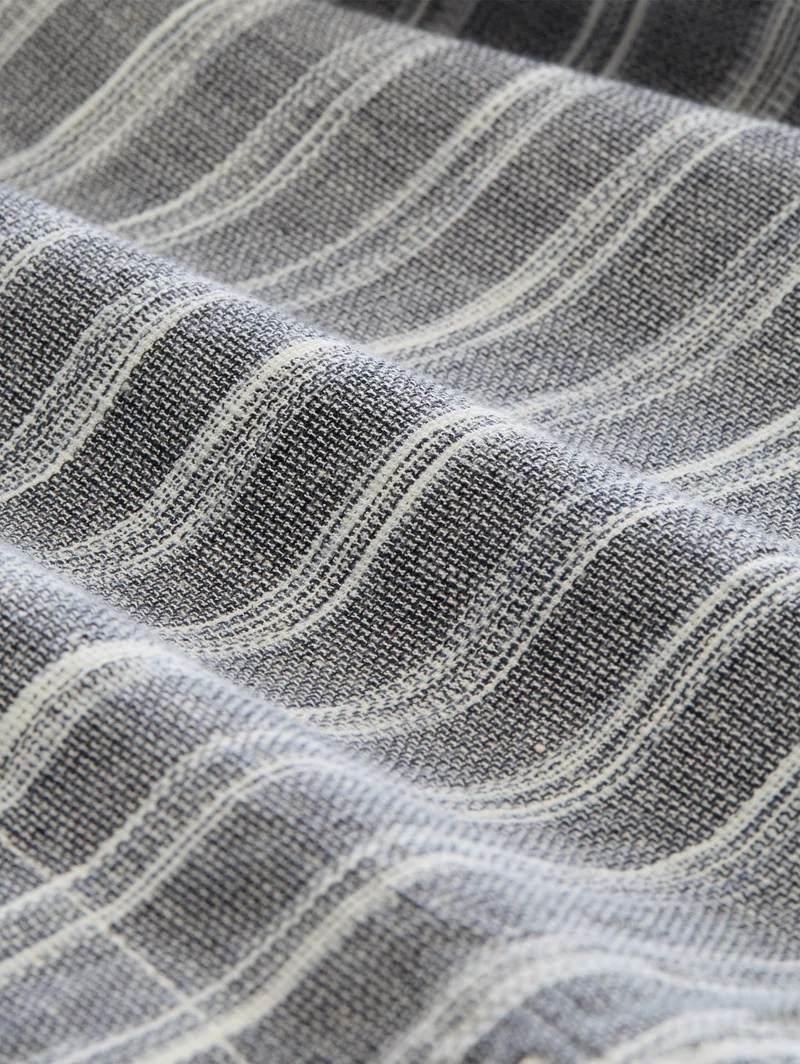 structured linen optic beach s, black greyish stripe