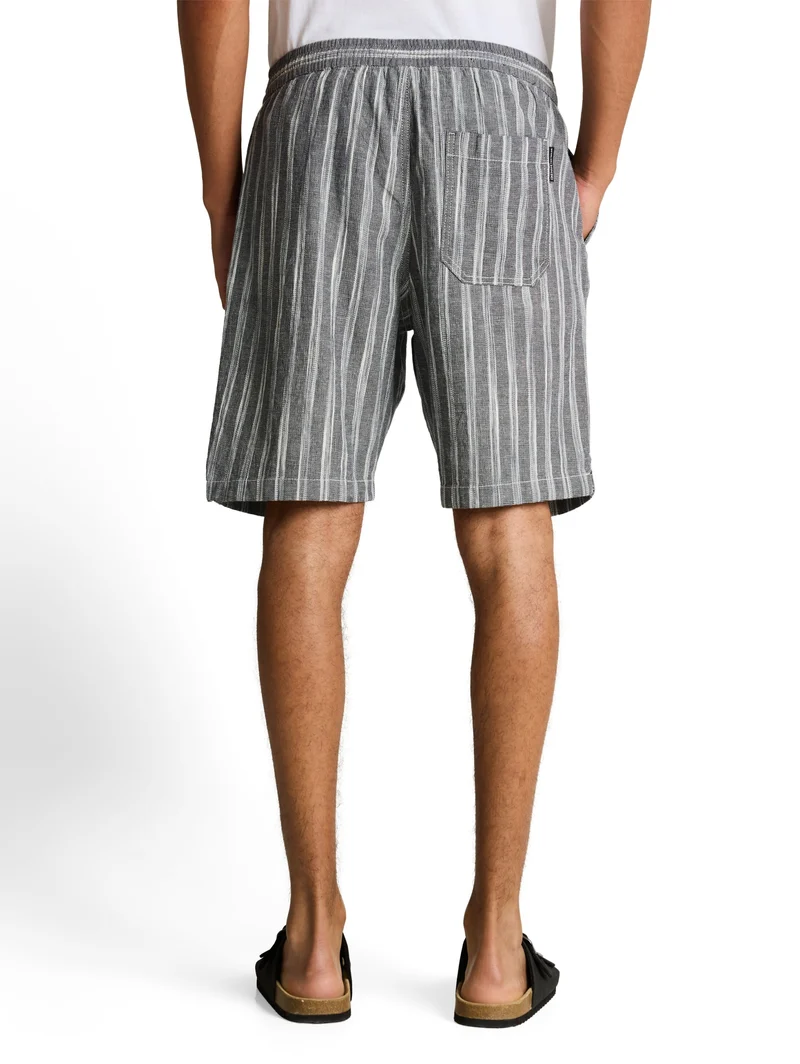 structured linen optic beach s, black greyish stripe