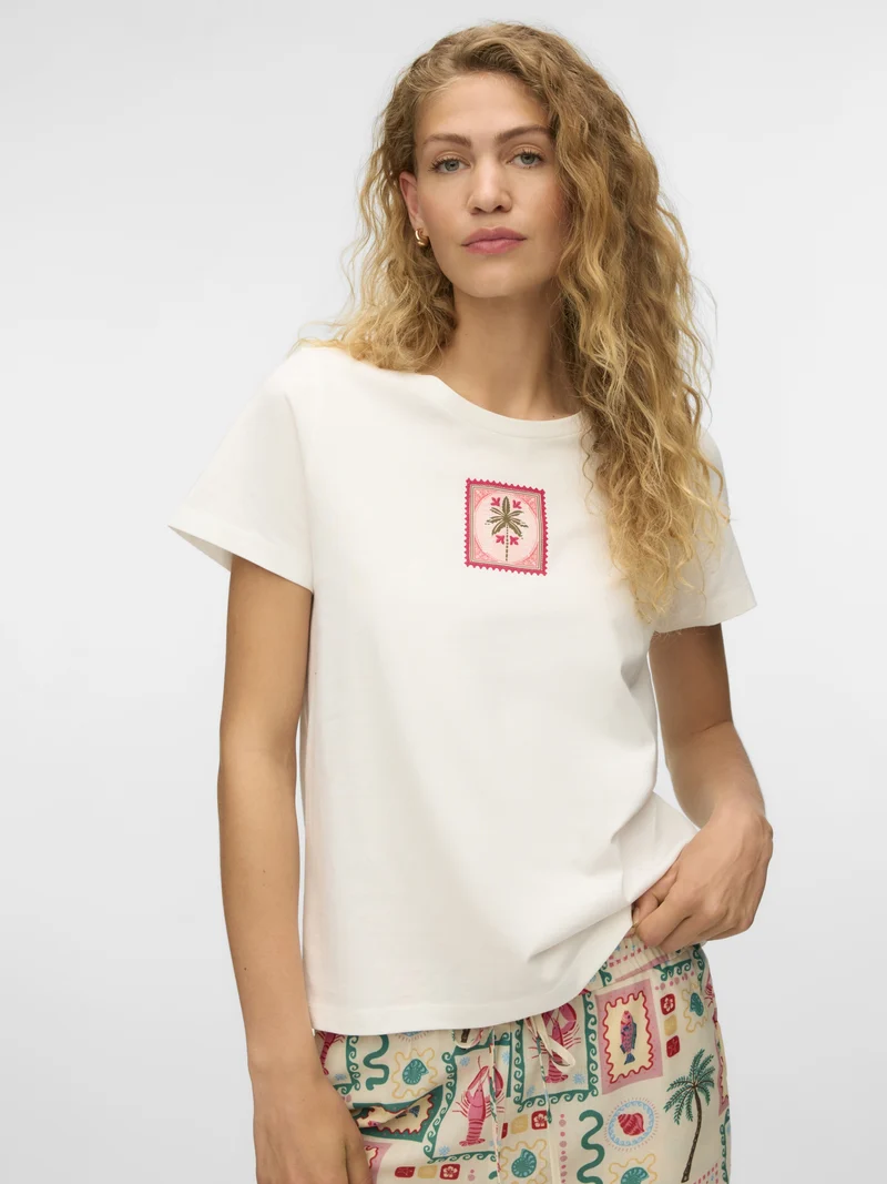 VMJOFIA SS O-NECK T-SHIRT JRS BTQ, Snow White/PATCH