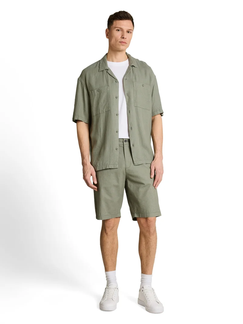 relaxed linen chino shorts, Sea Spray