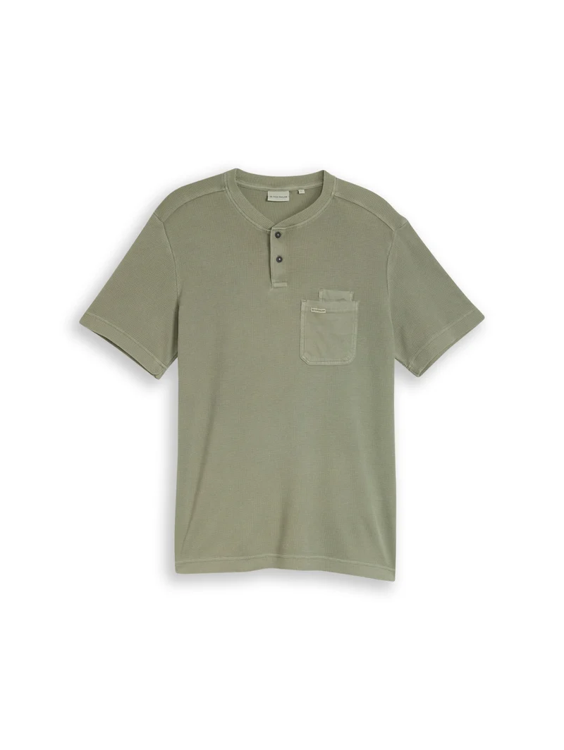 structured garment dye henley, Greyish Shadow Olive