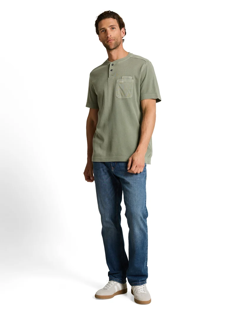 structured garment dye henley, Greyish Shadow Olive