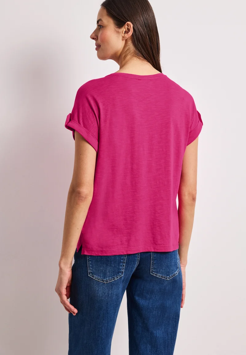 LTD QR basic shirt w.deco butt, magenta dream