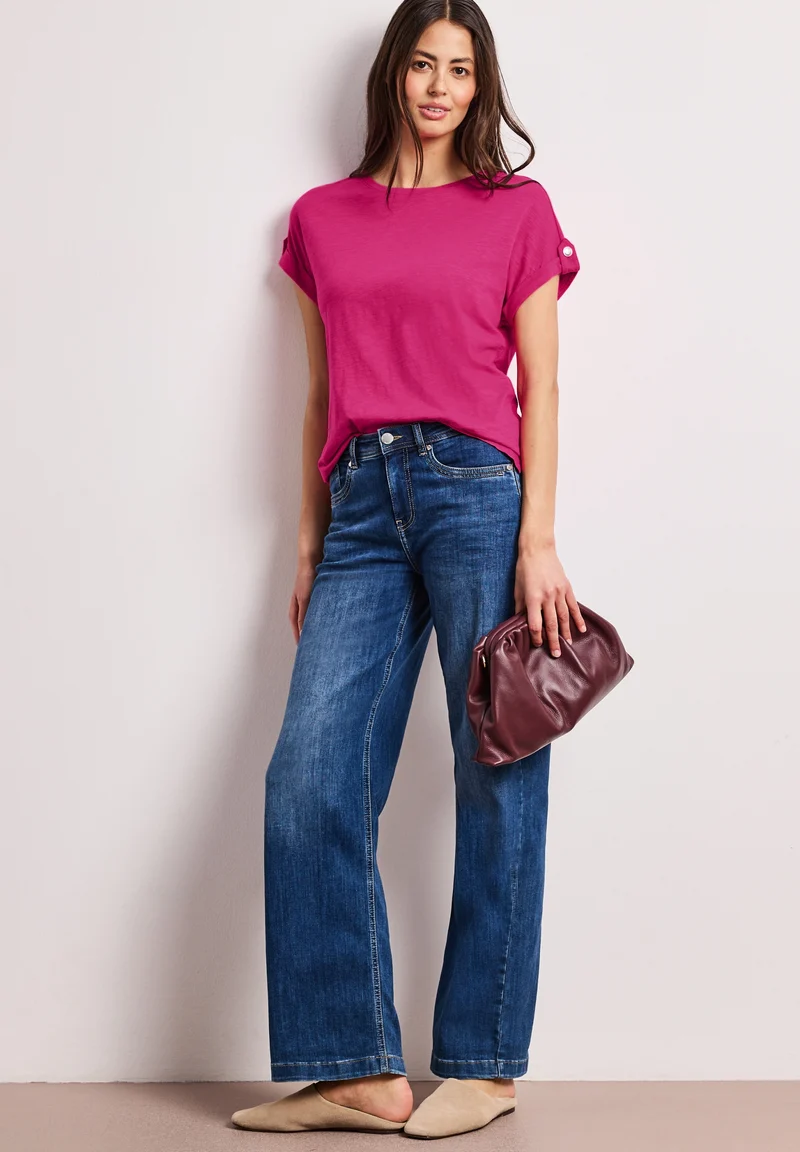 LTD QR basic shirt w.deco butt, magenta dream