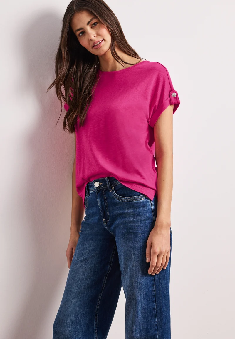 LTD QR basic shirt w.deco butt, magenta dream