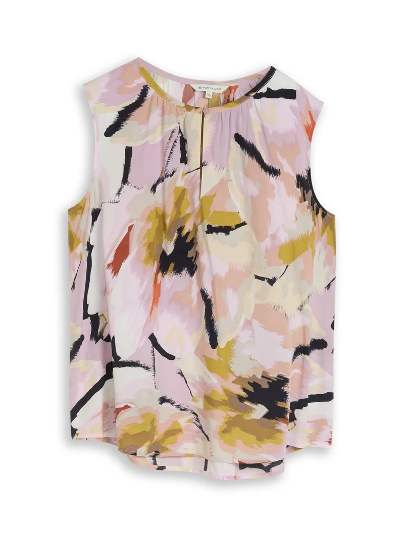 blouse feminine top, big abstract flower print
