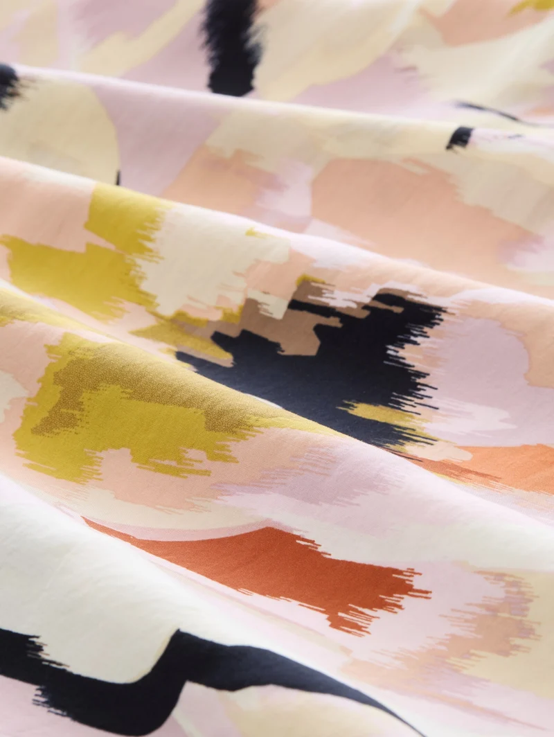 blouse feminine top, big abstract flower print