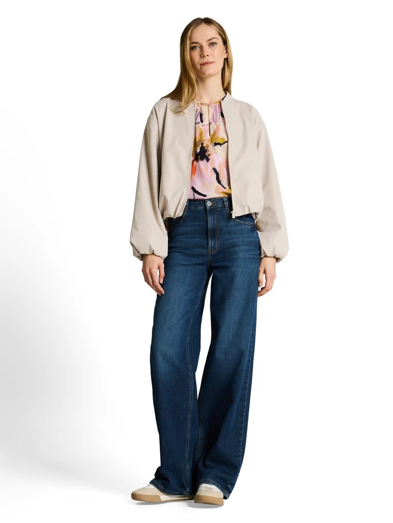 blouse feminine top, big abstract flower print