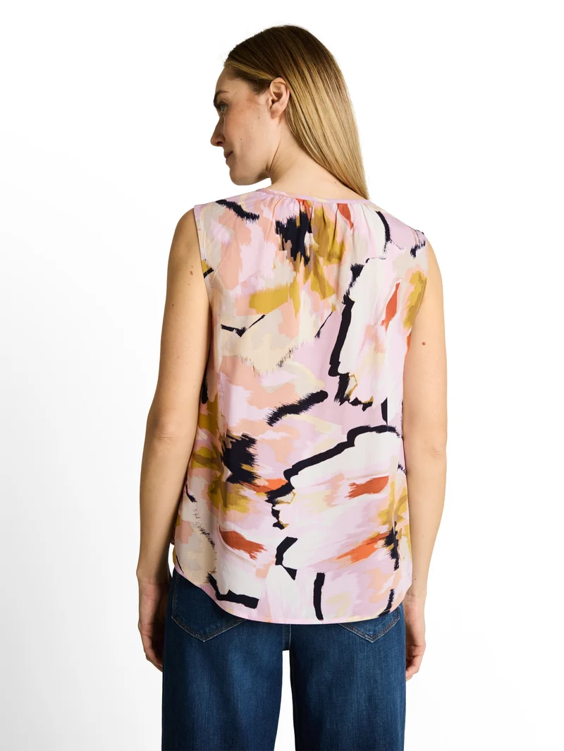 blouse feminine top, big abstract flower print