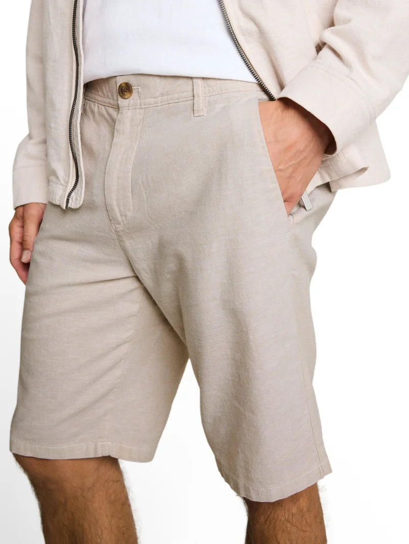 regular cotton linen chino sho, cashew beige chambray