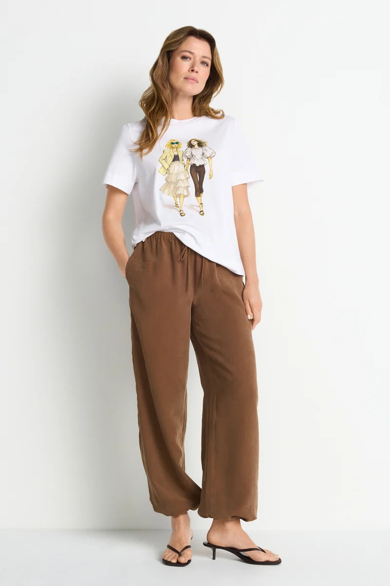 Easy Fit T-Shirt Women Print, white