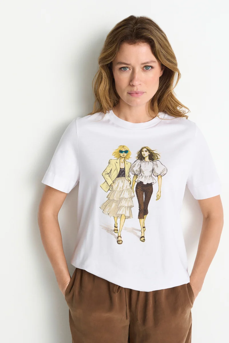 Easy Fit T-Shirt Women Print, white
