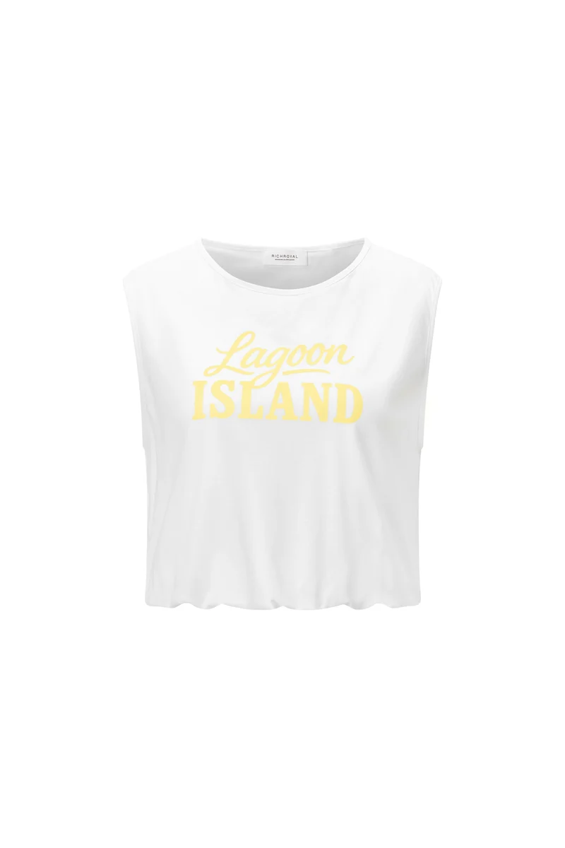 T-Shirt with elastic waist and prin, white