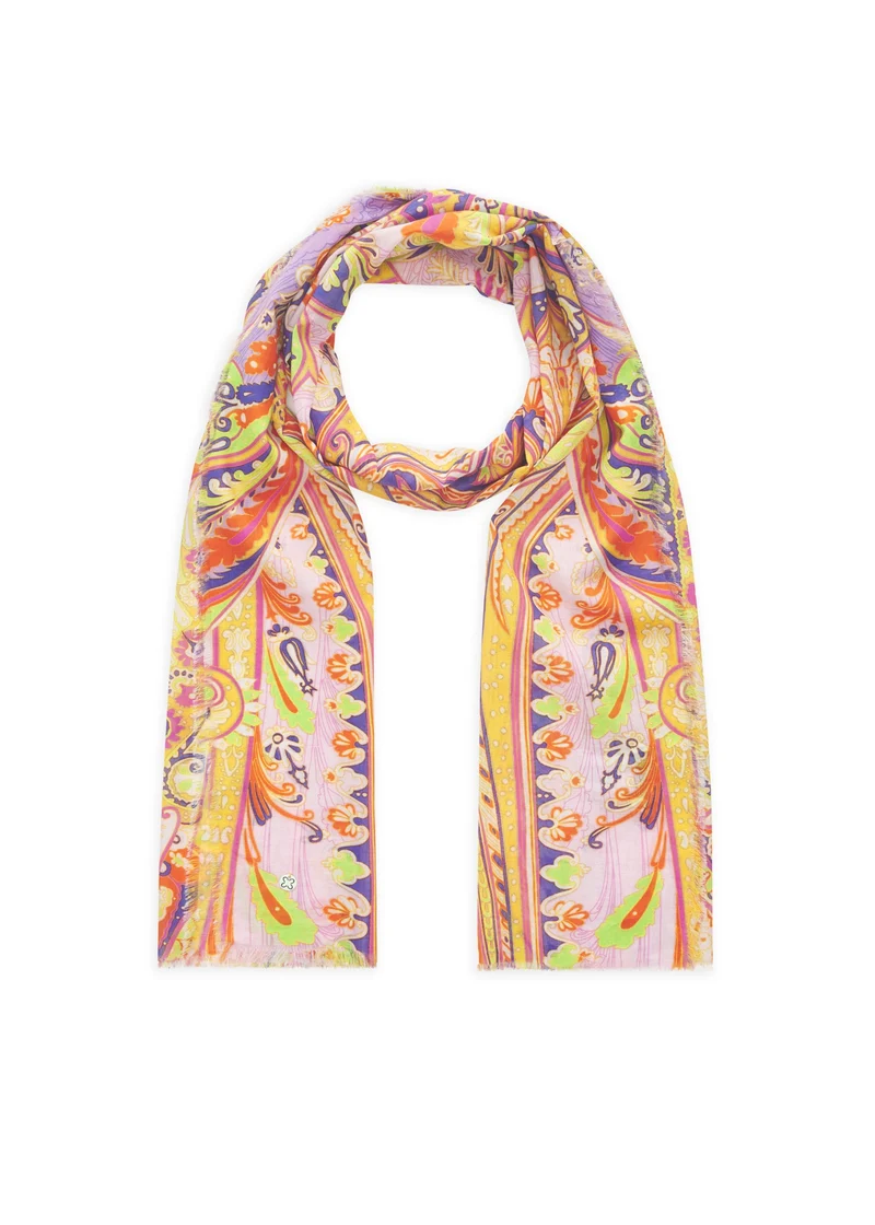 PRINTED SCARF COTTON PAISLEY gelb-50X180CM, gelb