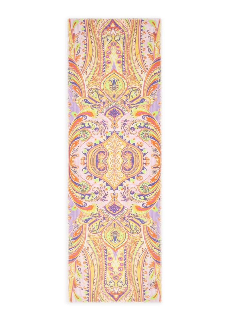 PRINTED SCARF COTTON PAISLEY gelb-50X180CM, gelb