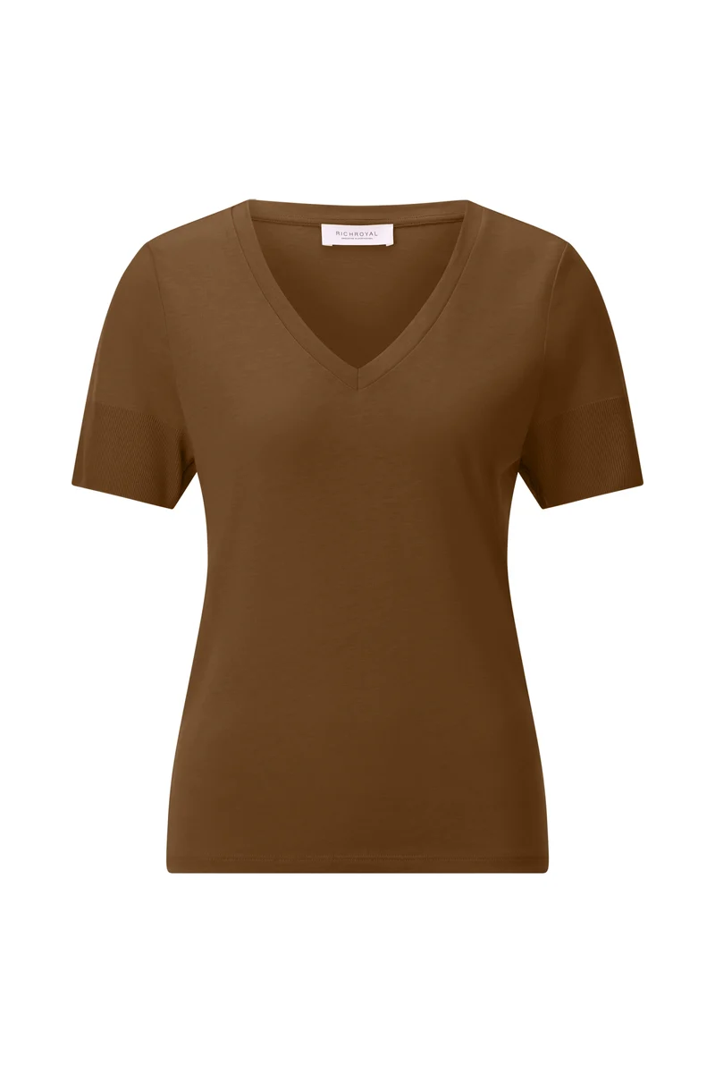 T Fineknit V-Neck Shirt, coconut bark
