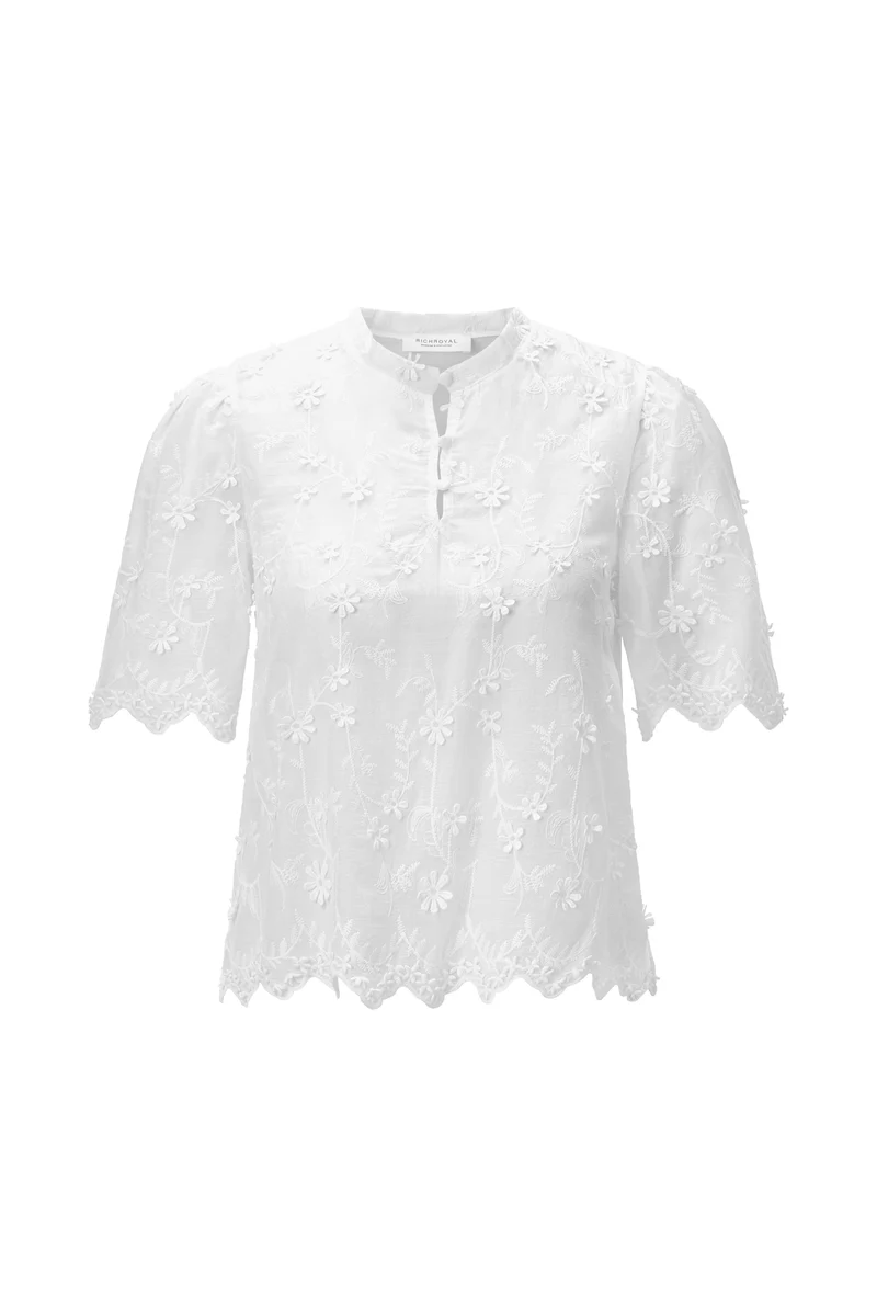 Mat Mix Blouse Broderie Anglaise, white