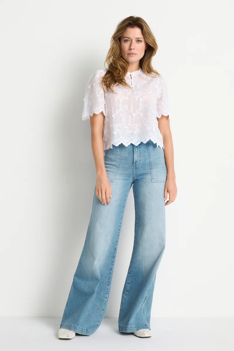 Mat Mix Blouse Broderie Anglaise, white