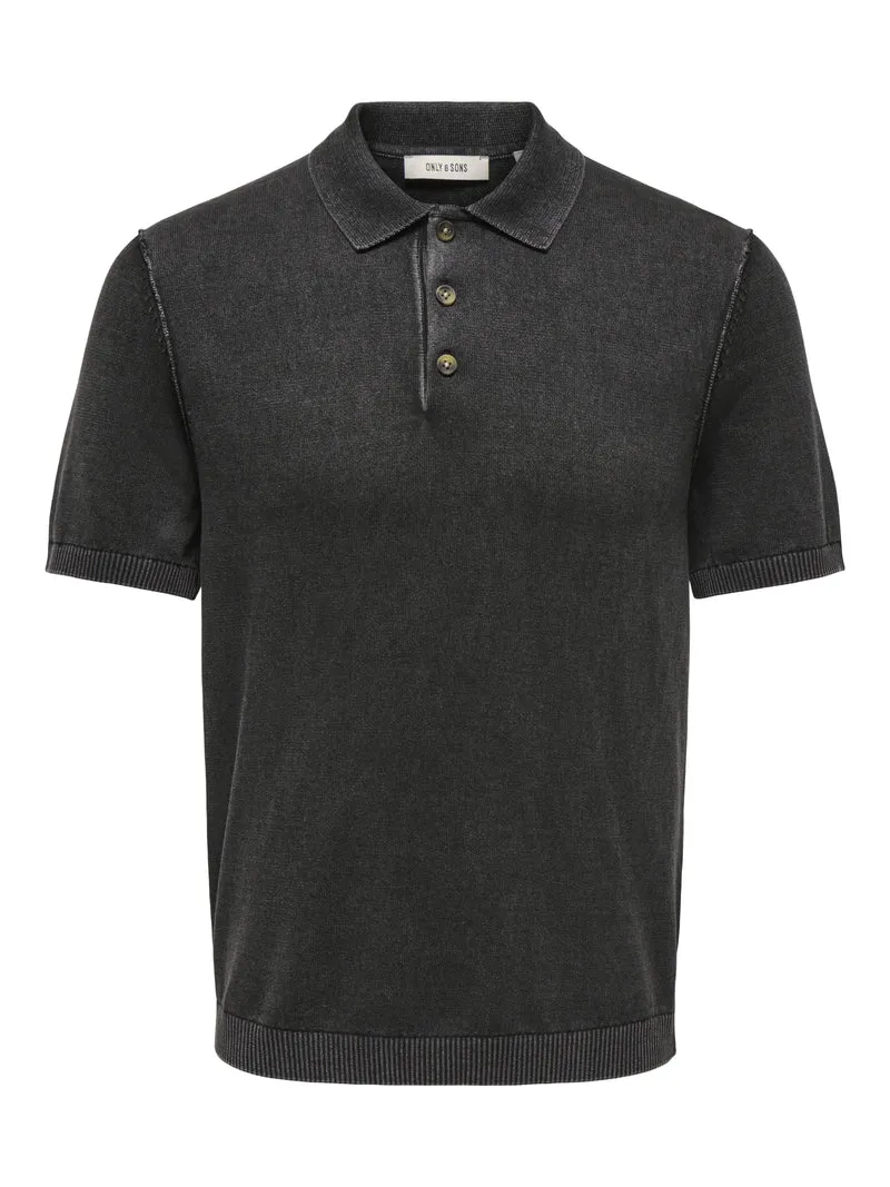 ONSGARSON SS REG WASH POLO KNIT, Black