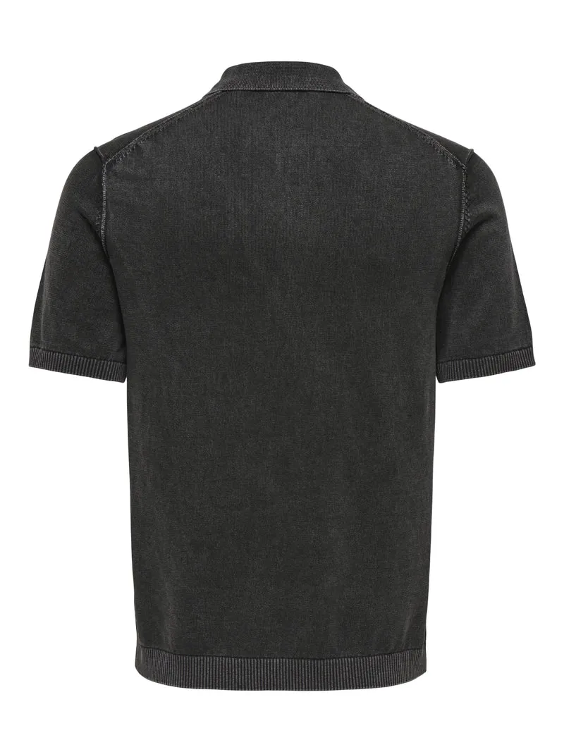 ONSGARSON SS REG WASH POLO KNIT, Black