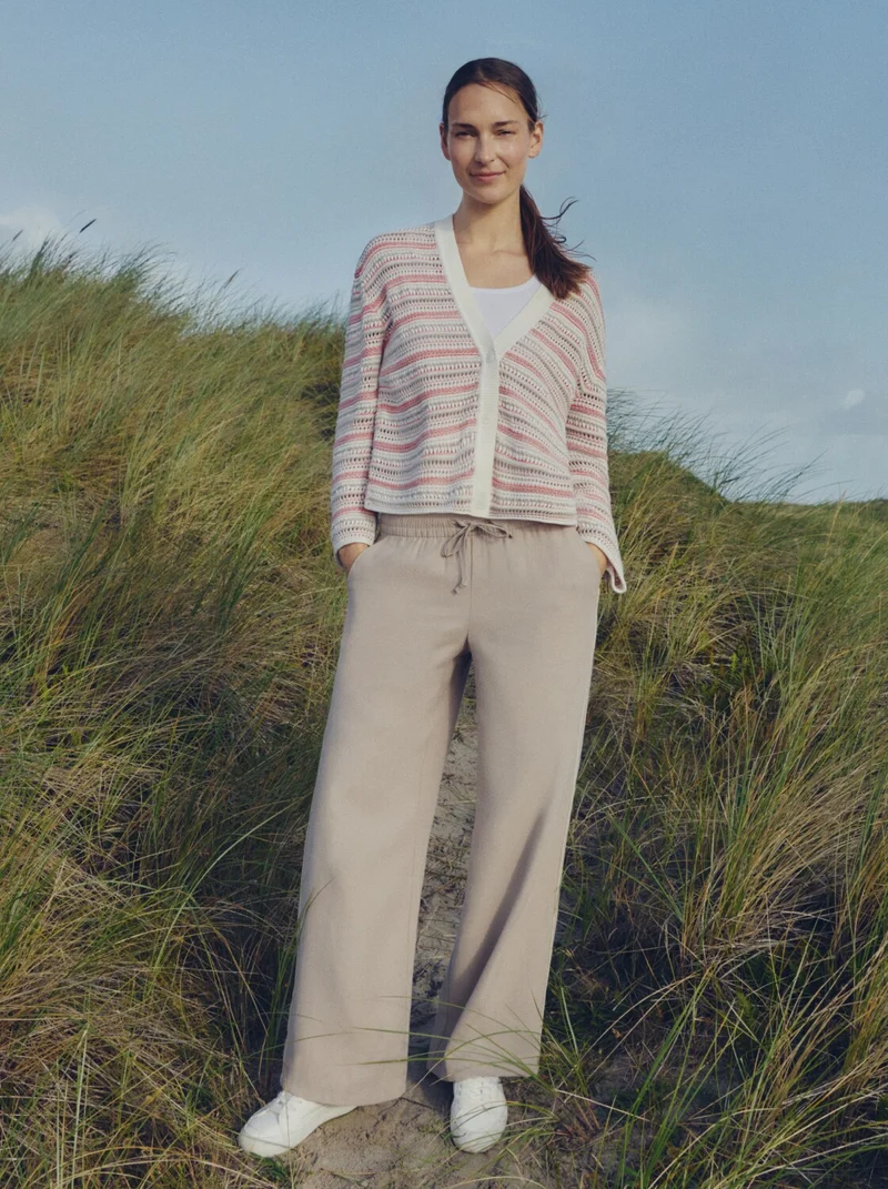 fluent loose fit wide leg pant, soft taupe grey