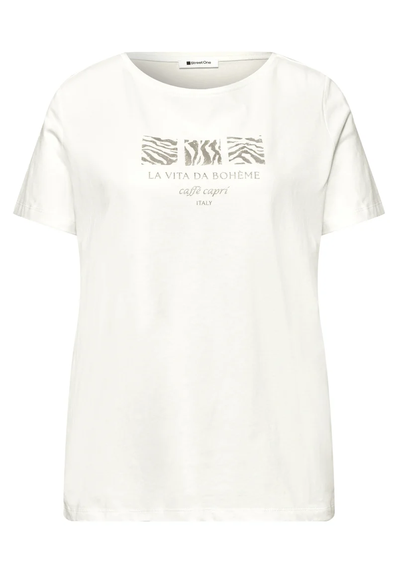 LTD QR basic pearl print shirt, off white
