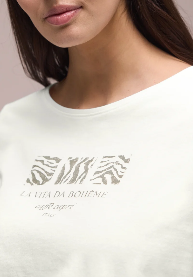 LTD QR basic pearl print shirt, off white