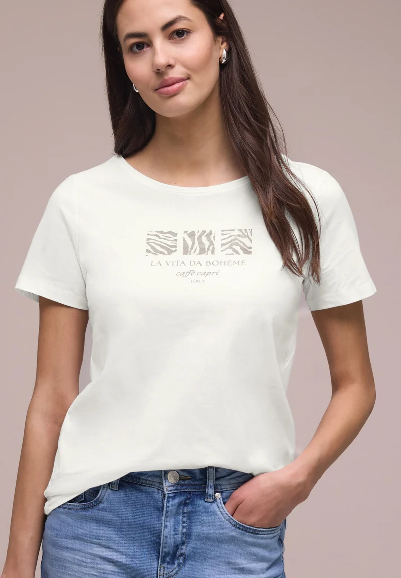 LTD QR basic pearl print shirt, off white