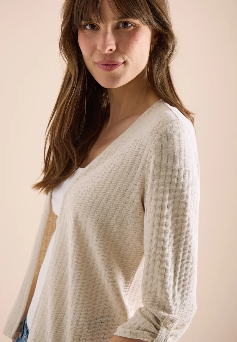 Open Knit Jacket, pearl beige