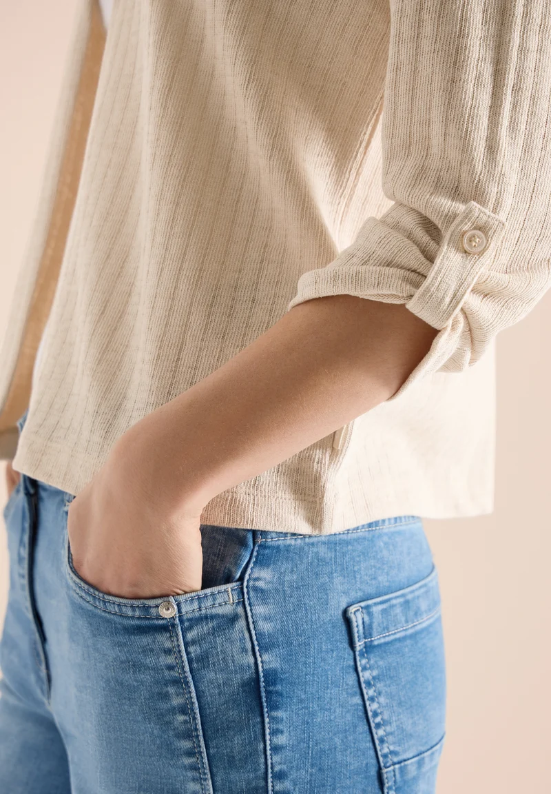 Open Knit Jacket, pearl beige