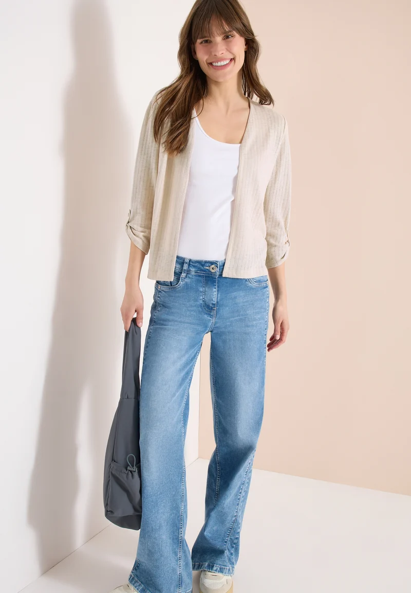 Open Knit Jacket, pearl beige