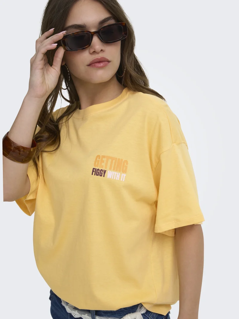 ONLMILA S/S PRINT BOX JRS, Sunburst/Mila fig front + back prin