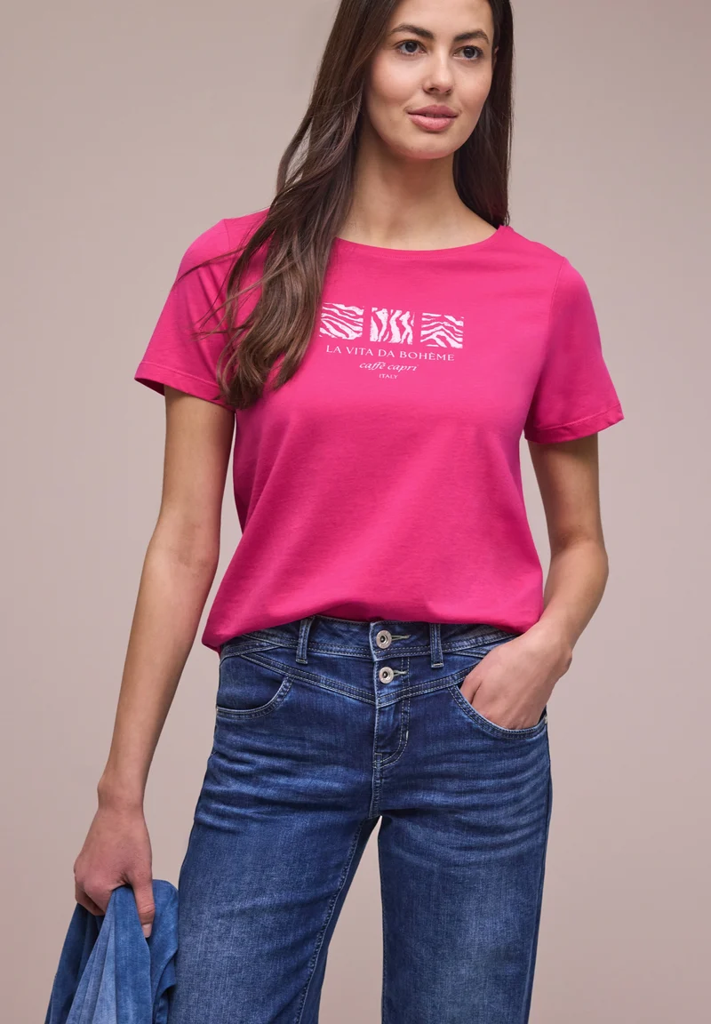 LTD QR basic pearl print shirt, magenta dream