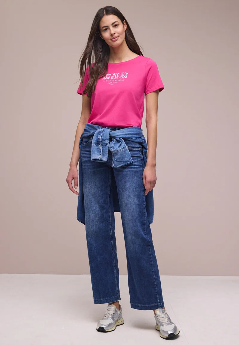LTD QR basic pearl print shirt, magenta dream