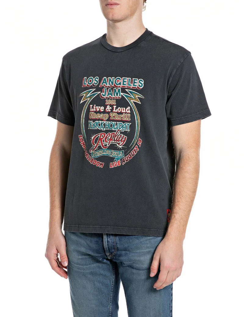TShirt MARBLE G.DYED RUSTIC JE, BLACKBOARD