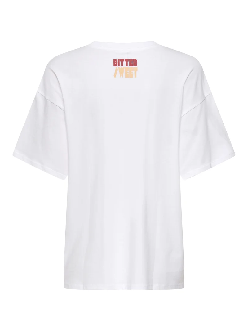 ONLMILA S/S PRINT BOX JRS, Bright White/Mila bittersweet front