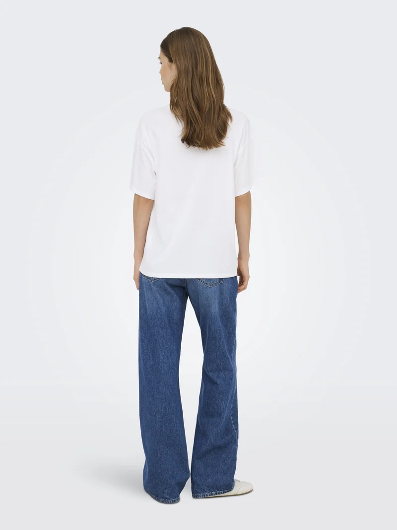 ONLMILA S/S PRINT BOX JRS, Bright White/Mila bittersweet front