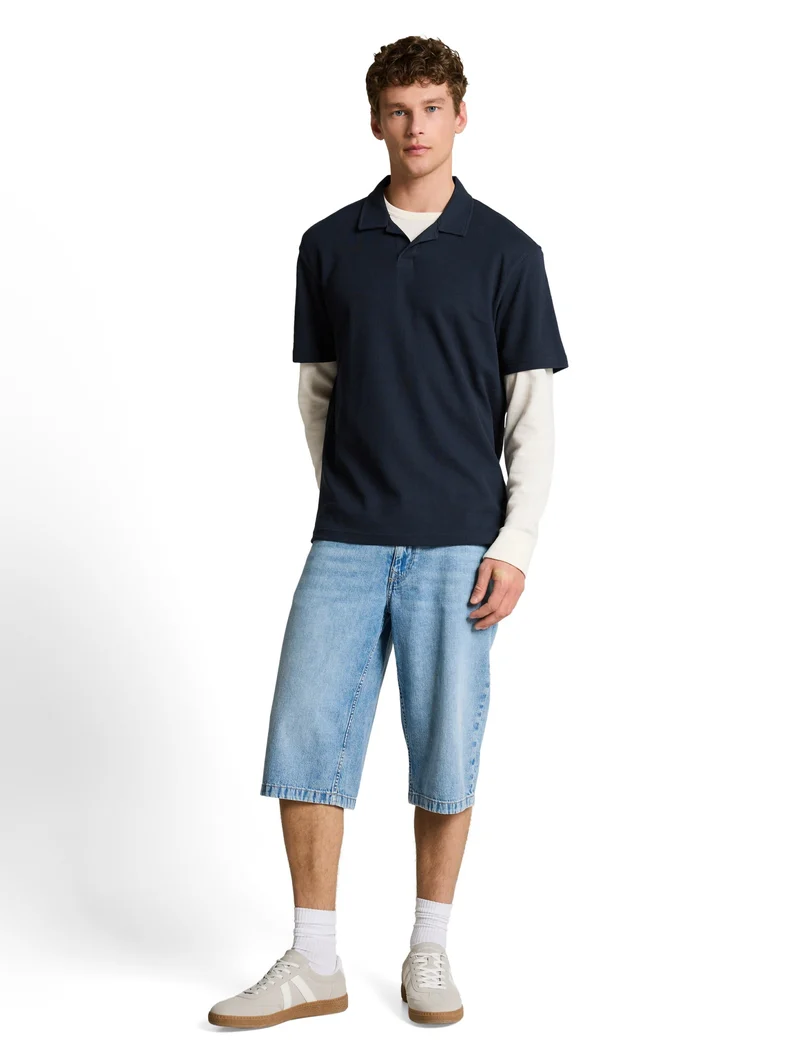 relaxed structured polo, sky captain blue