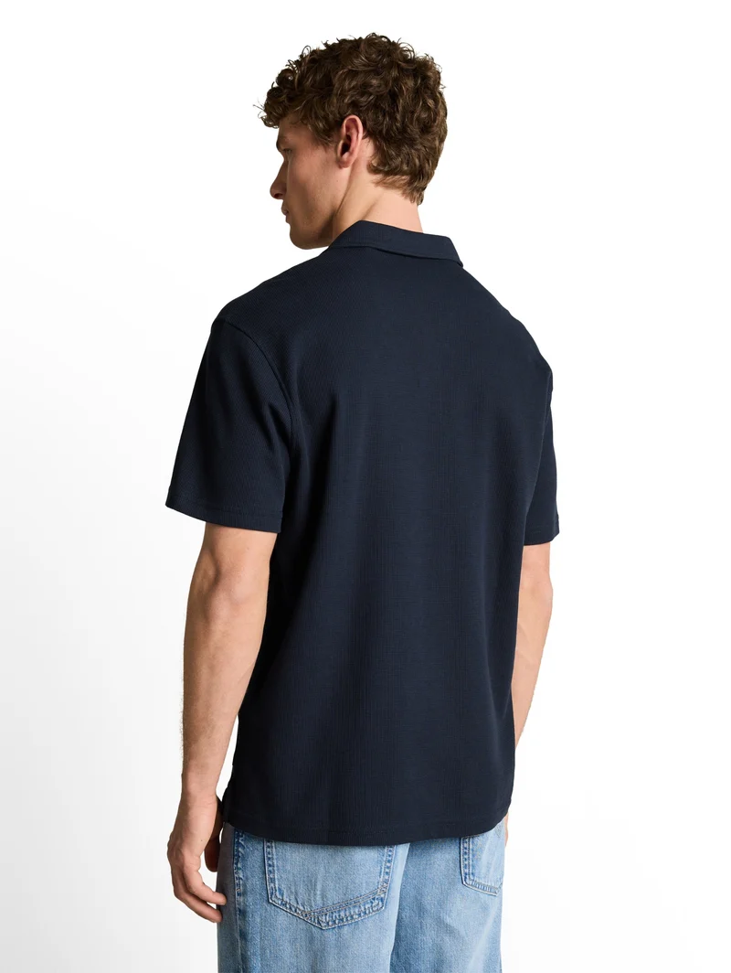 relaxed structured polo, sky captain blue