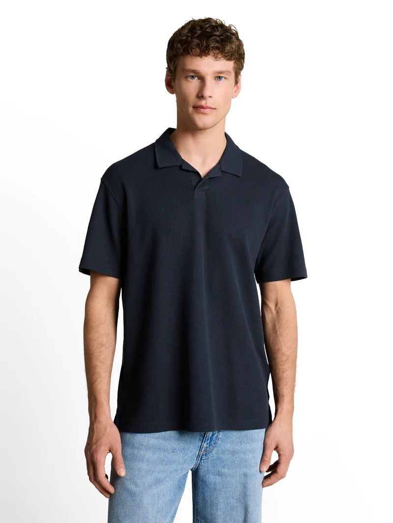 relaxed structured polo, sky captain blue